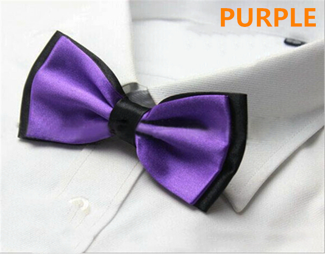 Fashion Men&apos;s Solid Colour Butterfly Bow Ties For Audlt Double Deck Black Underside Smooth Bowties