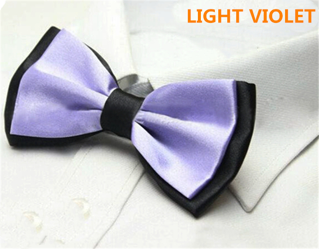 Fashion Men&apos;s Solid Colour Butterfly Bow Ties For Audlt Double Deck Black Underside Smooth Bowties
