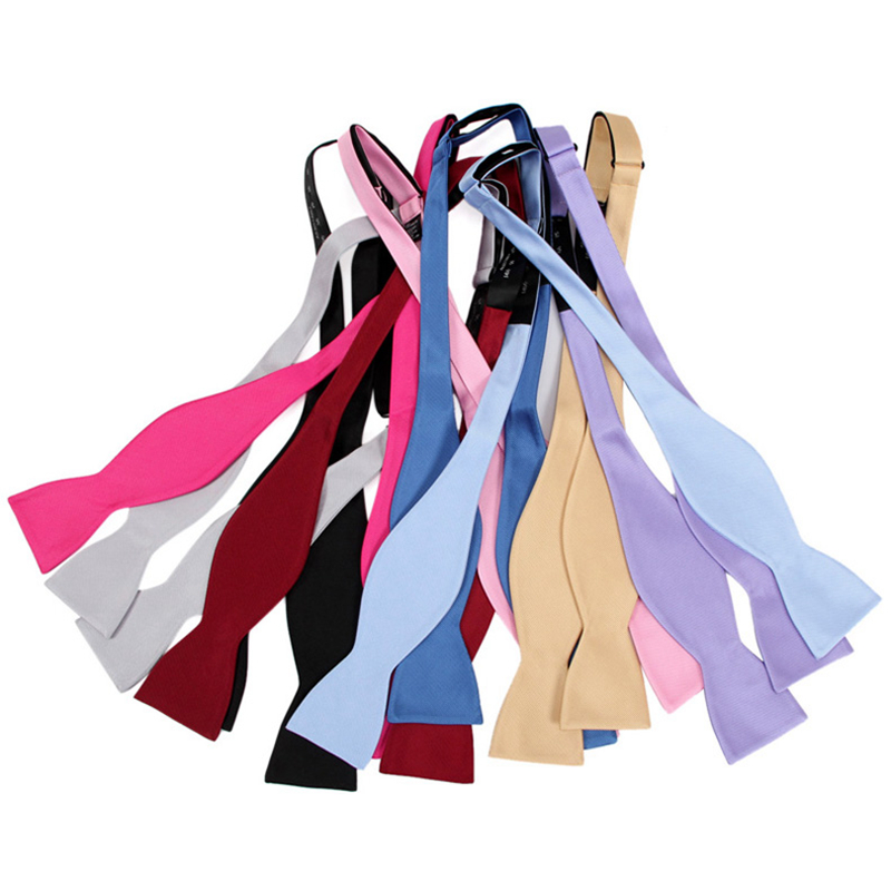 Fashion Men's Plain Gourd Neckwear Self Bow Ties Hand DIY Butterfly Cravat Solid Bowtie For Adult