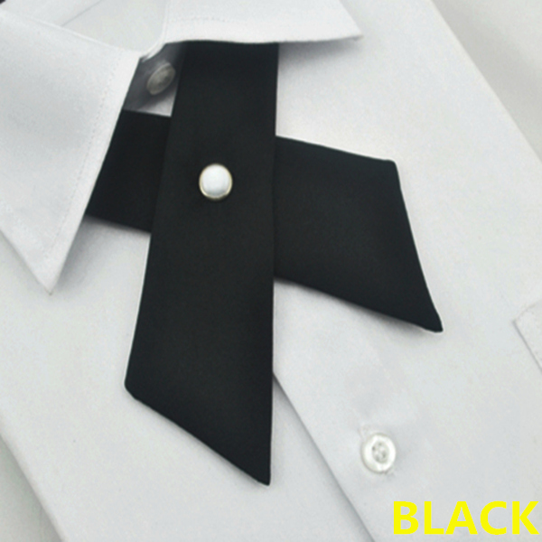 Men Solid Business Casual Cross Bow Ties Dress Ajustable Metal Collar Cross Solid Colour Bowties