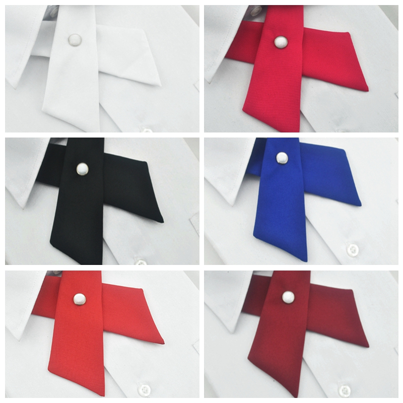 Men Solid Business Casual Cross Bow Ties Dress Ajustable Metal Collar Cross Solid Colour Bowties
