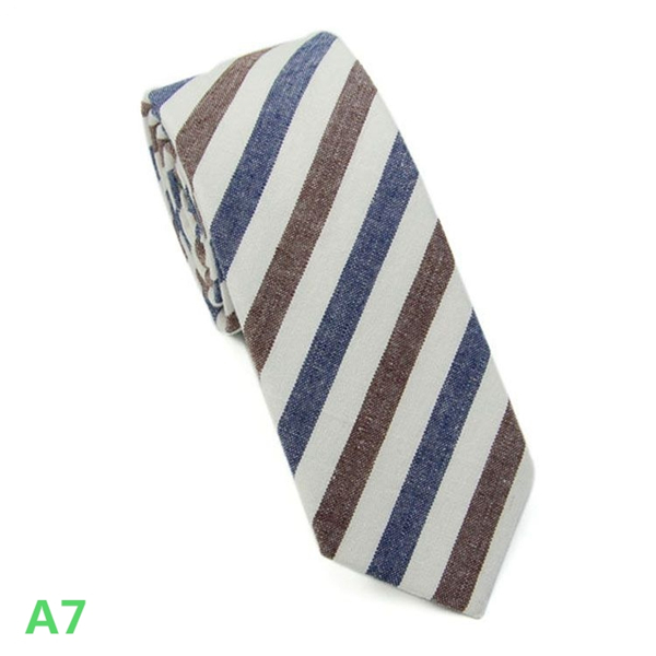 Fashion Men&apos;s Slim Narrow Cotton Neckties For Adult Arrow Girl&apos;s Floral Printing Striped Neck Ties