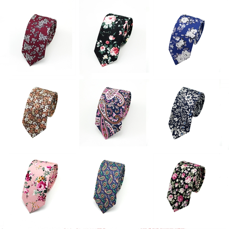 Fashion Men&apos;s Slim Narrow Neckties For Adult 6cm Arrow Girl&apos;s Handmade Floral Printing Neck Ties