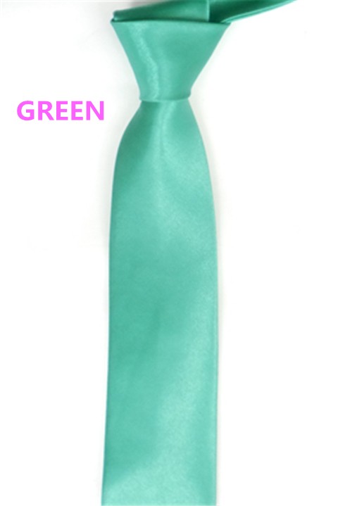 Men's Slim Narrow Green Neckties For Young Solid 5cm Arrow Little Neck Ties