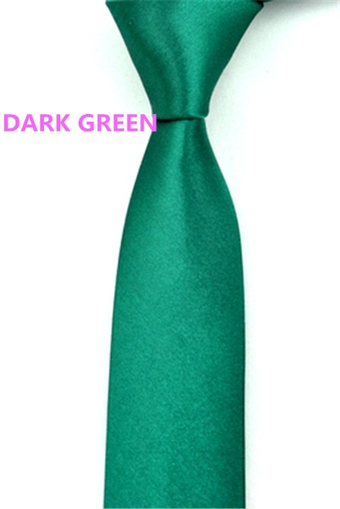 Men's Slim Narrow Dark Green Neckties For Adult Solid 5cm Arrow Little Neck Ties