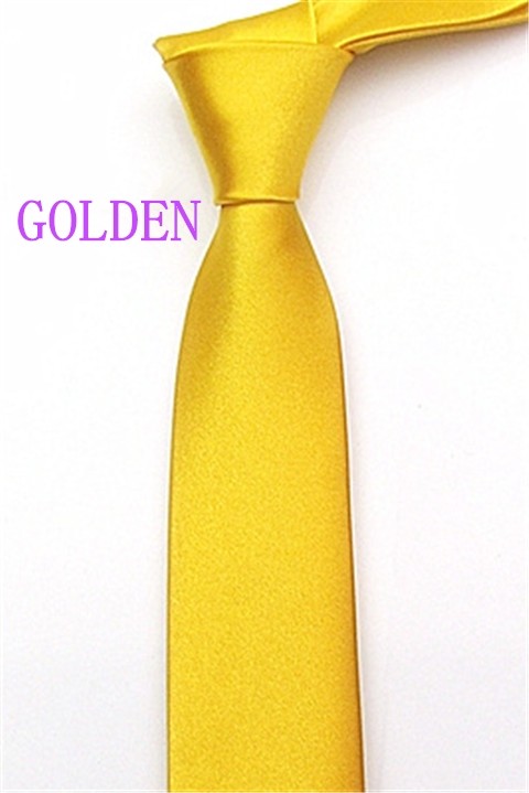 Men's Slim Narrow Golden Neckties For Adult Solid 5cm Arrow Little Neck Ties