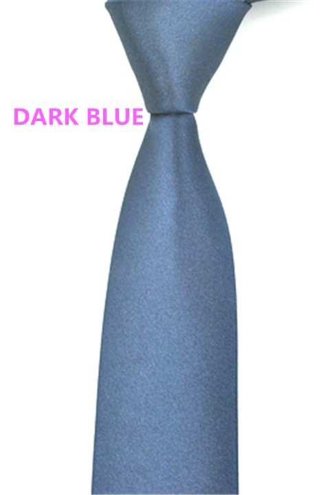 Casual Men's Slim Narrow Dark Blue Neckties For Young Solid 5cm Arrow Little Neck Ties