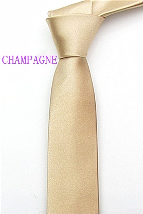 Men's Slim Narrow Champagne Neckties For Adult Solid 5cm Arrow Little Neck Ties