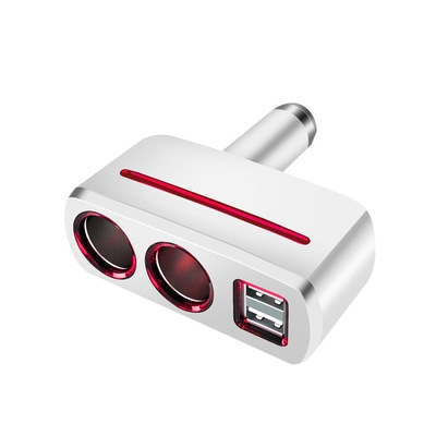 3.1A dual USB car chargers, Car phone chargers 1to2 two power holes,white and black with Led light