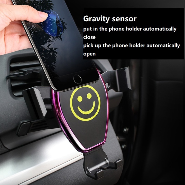 Gravity sensor vehicle outlet cell phone support.Single hand operation automatic car phone holder