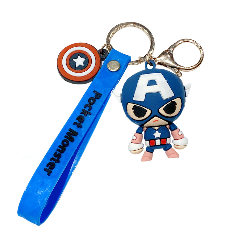 Fine cartoon key chain  Marvel Key ring Captain America and Spider-Man Avengers Model