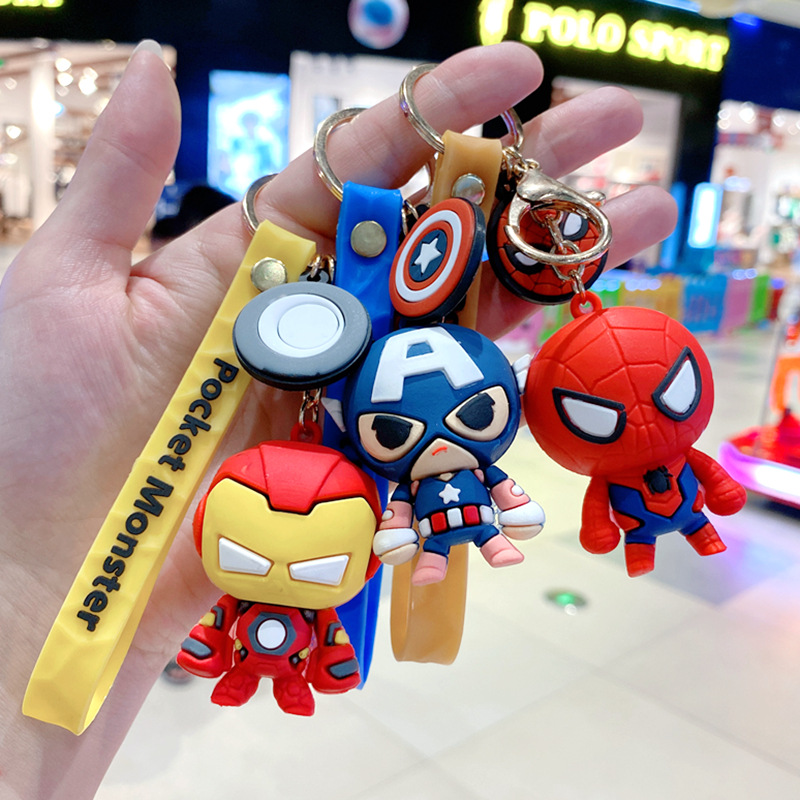 Fine cartoon key chain  Marvel Key ring Captain America and Spider-Man Avengers Model