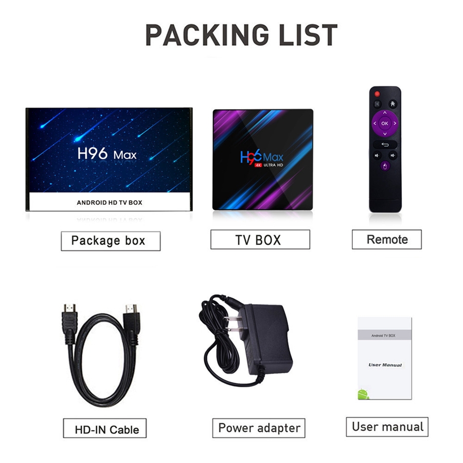 H96 Max Android 9.0 Smart TV Box RK3318 4K UHD 2G 16G Set top Box 5G Dual WiFi Media Player USB3.0 26