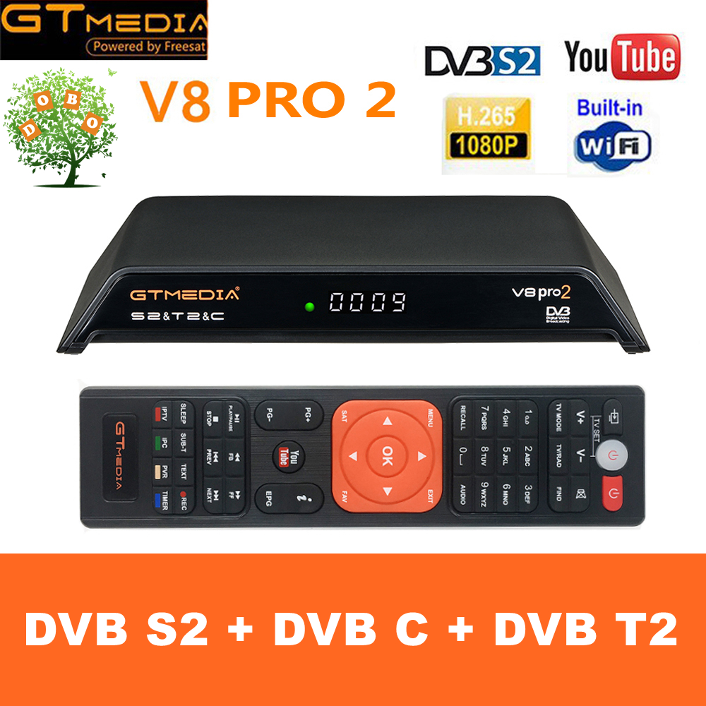 GTMedia V8 pro2 Satellite TV Receiver H265 DVB-S2 DVB-C DVB-T2 Built-in WiFi 1080P Full HD Receptor
