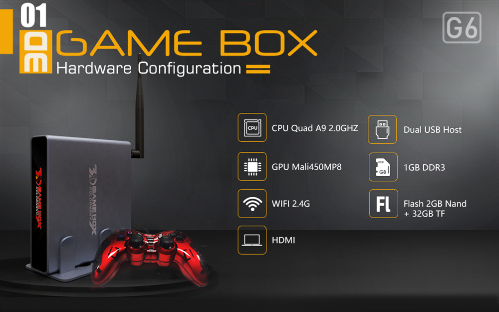 Goldensky G6 HDMI Video Game Console Gamepad Controller 2418 Classic Games TV 4K 3D Game Player Box