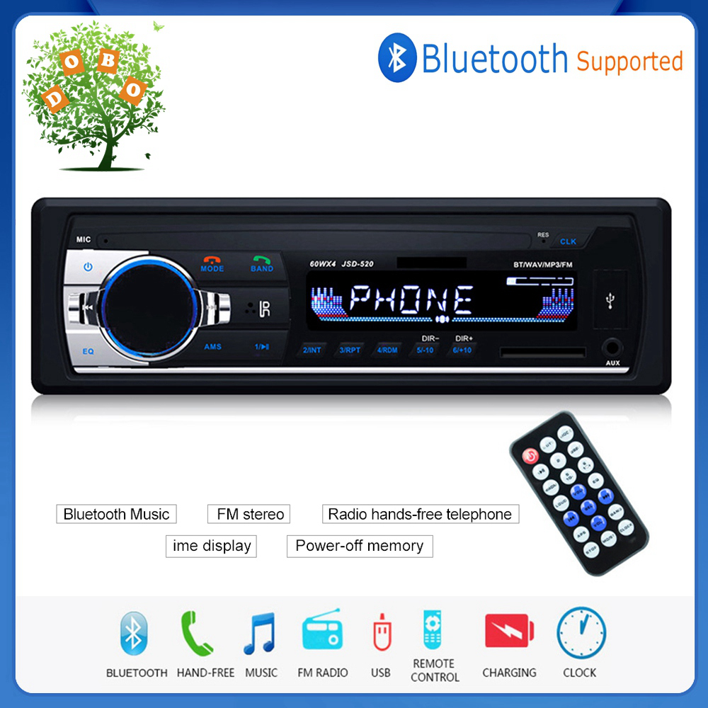 Bluetooth Autoradio Car Stereo Radio FM Receiver SD JSD-520 In-dash 1 din Car MP3 Multimedia Player
