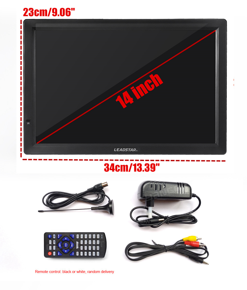 LEADSTAR D14 14 Inch HD Portable TV DVB-T2 ATSC Digital Ana Mini Small Car Player MP4 AC3 HD Monitor