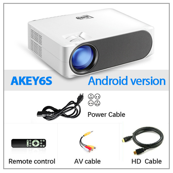 Full HD Projector 6800 Lumens 1920x1080P 3D 4K Home Cinema Android 6.0 WIFI VGA Video LED AUN AKEY6