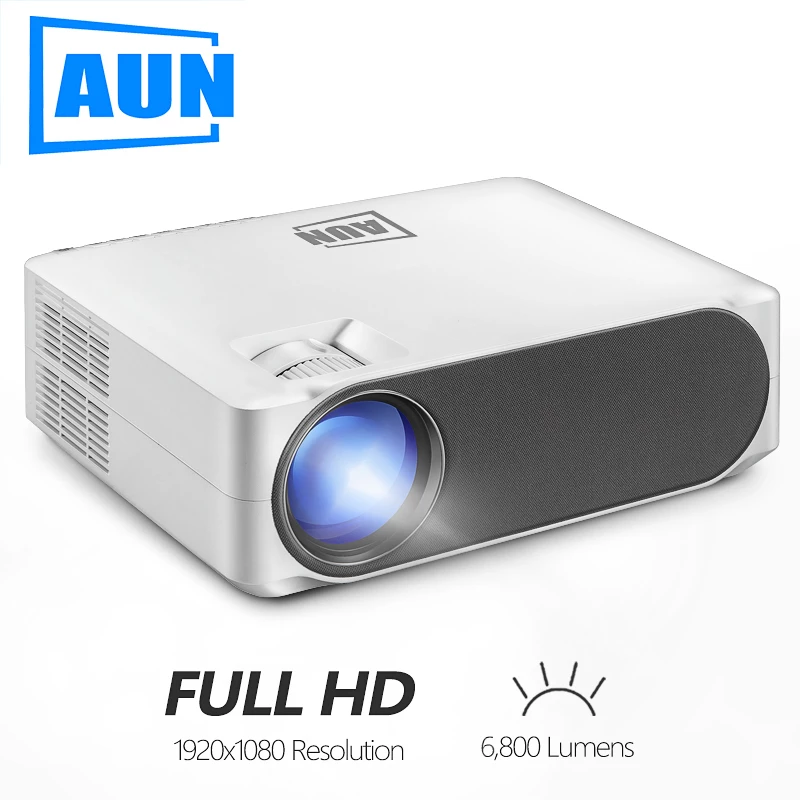 Full HD Projector 6800 Lumens 1920x1080P 3D 4K Home Cinema Android 6.0 WIFI VGA Video LED AUN AKEY6
