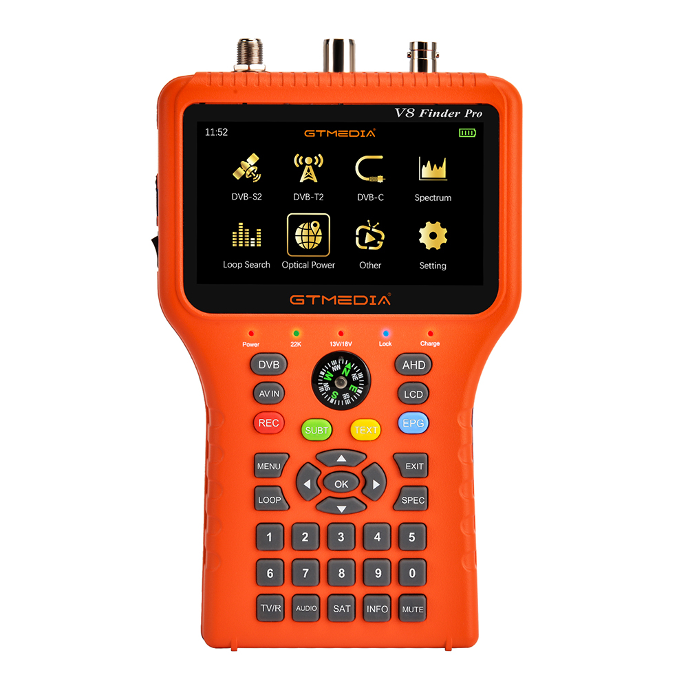 GTMEDIA V8 Finder Pro Satellite Signal Finder DVB-S2X/S2/S/T2/T/C/ATSC-C H.265 Auto Calculate Angle of AZ,EL  SatFinder Sat Decoder Location Finder Signal Receiver Youtube for USB wifi