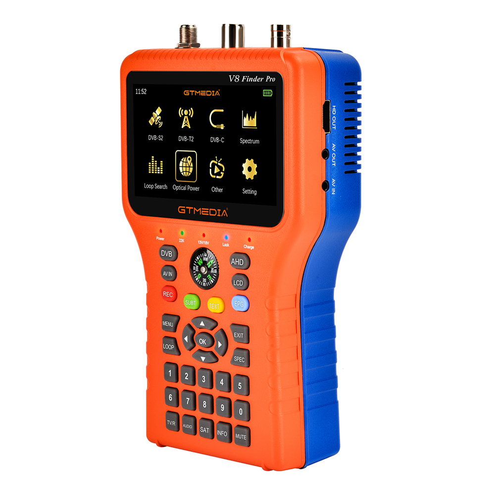 GTMEDIA V8 Finder Pro Satellite Signal Finder DVB-S2X/S2/S/T2/T/C/ATSC-C H.265 Auto Calculate Angle of AZ,EL  SatFinder Sat Decoder Location Finder Signal Receiver Youtube for USB wifi