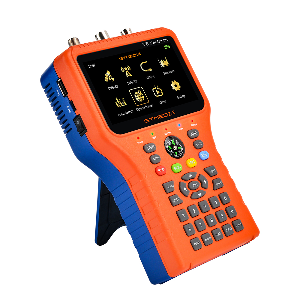 GTMEDIA V8 Finder Pro Satellite Signal Finder DVB-S2X/S2/S/T2/T/C/ATSC-C H.265 Auto Calculate Angle of AZ,EL  SatFinder Sat Decoder Location Finder Signal Receiver Youtube for USB wifi