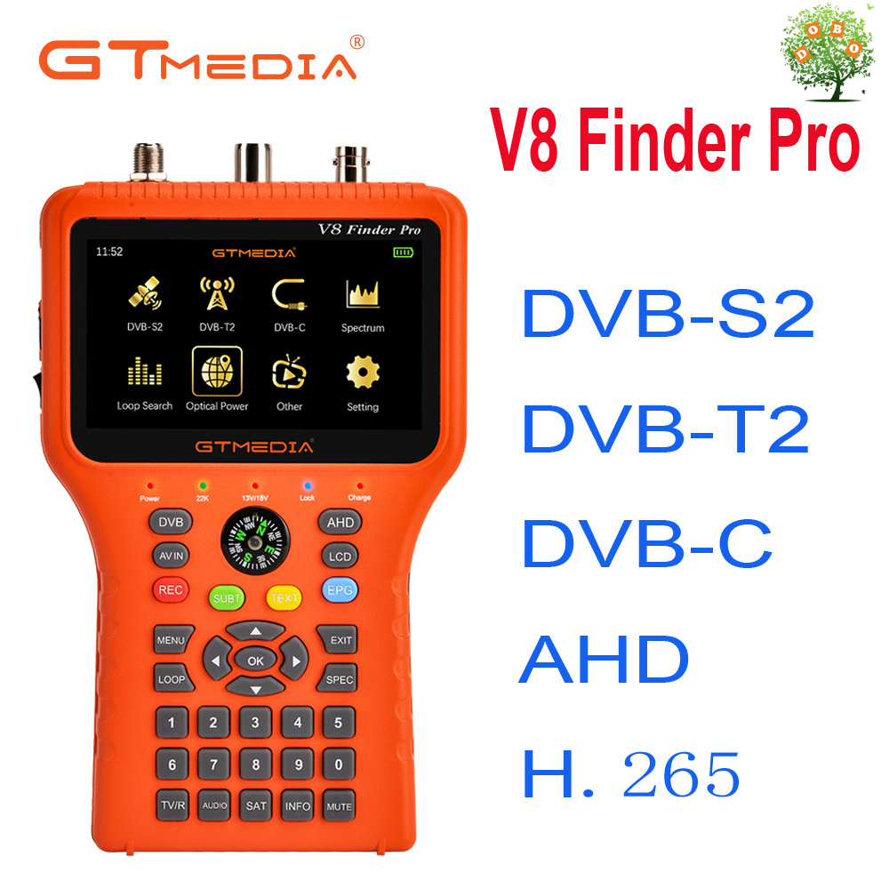 GTMEDIA V8 Finder Pro Satellite Signal Finder DVB-S2X/S2/S/T2/T/C/ATSC-C H.265 Auto Calculate Angle of AZ,EL  SatFinder Sat Decoder Location Finder Signal Receiver Youtube for USB wifi