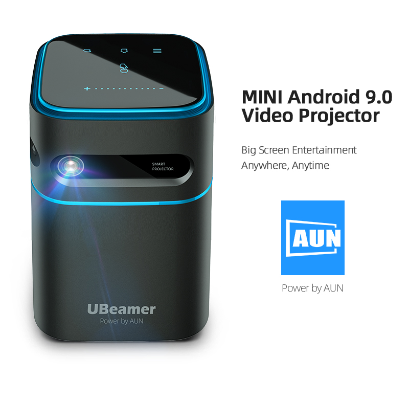 AUN MINI Laser Projector Android 9 Beamer Ubeamer 1 Pro 4K Video Projector Decode Home Theater Beam DLP Projector for Home Phone Portable Beamer 7000mAh
