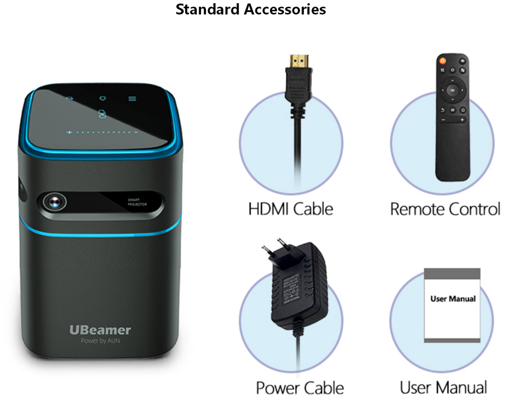 AUN MINI Laser Projector Android 9 Beamer Ubeamer 1 Pro 4K Video Projector Decode Home Theater Beam DLP Projector for Home Phone Portable Beamer 7000mAh