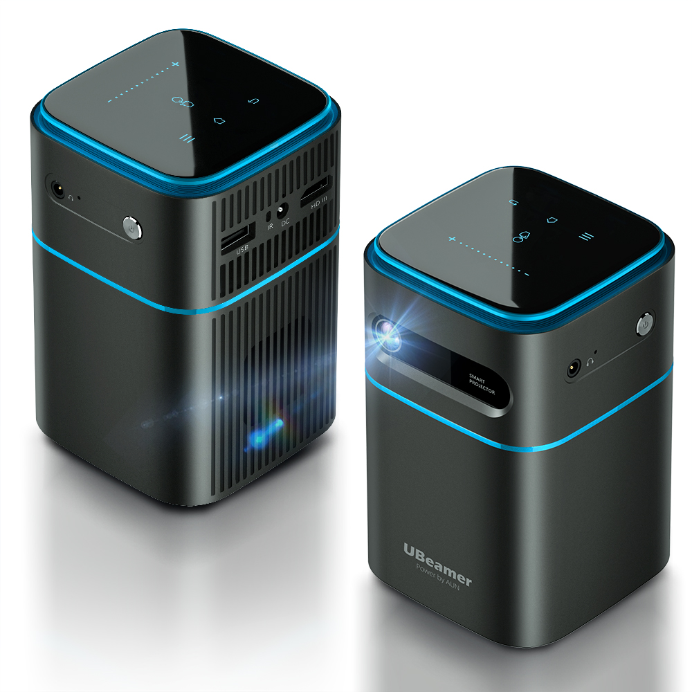 AUN MINI Laser Projector Android 9 Beamer Ubeamer 1 Pro 4K Video Projector Decode Home Theater Beam DLP Projector for Home Phone Portable Beamer 7000mAh