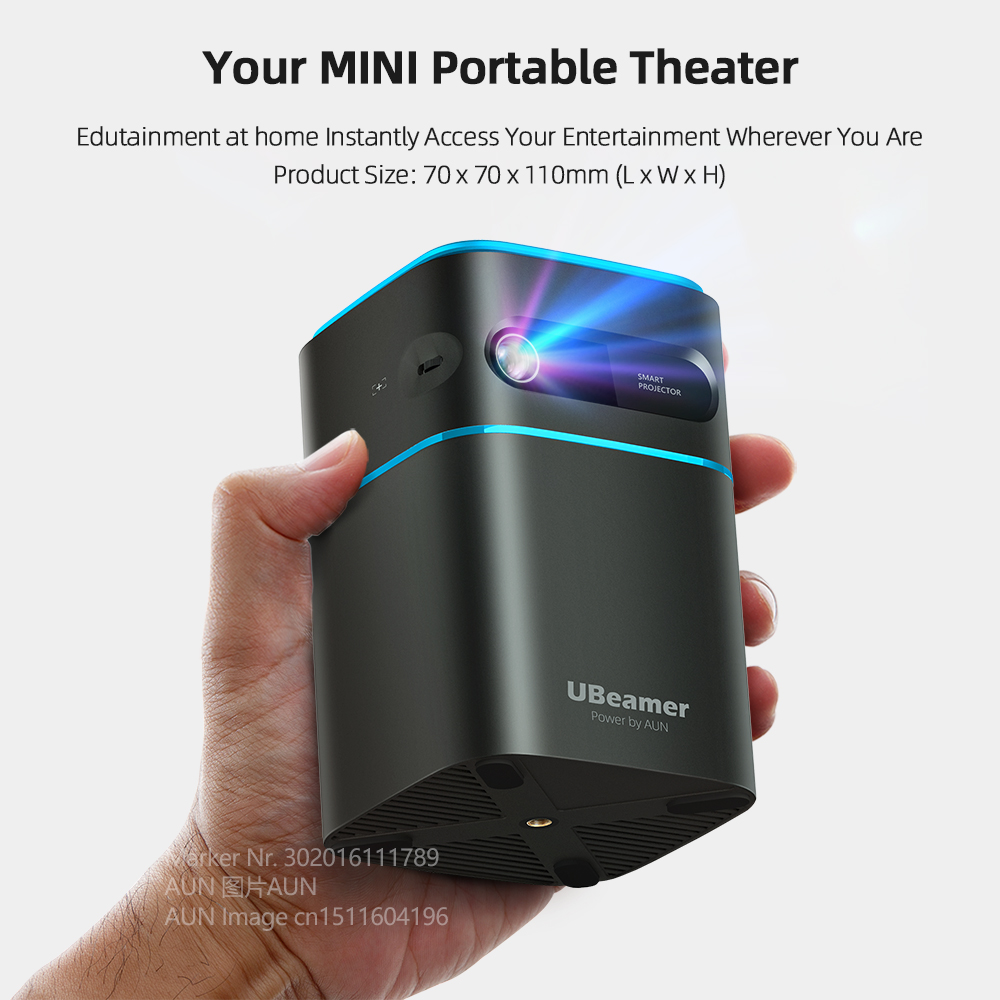 AUN MINI Laser Projector Android 9 Beamer Ubeamer 1 Pro 4K Video Projector Decode Home Theater Beam DLP Projector for Home Phone Portable Beamer 7000mAh