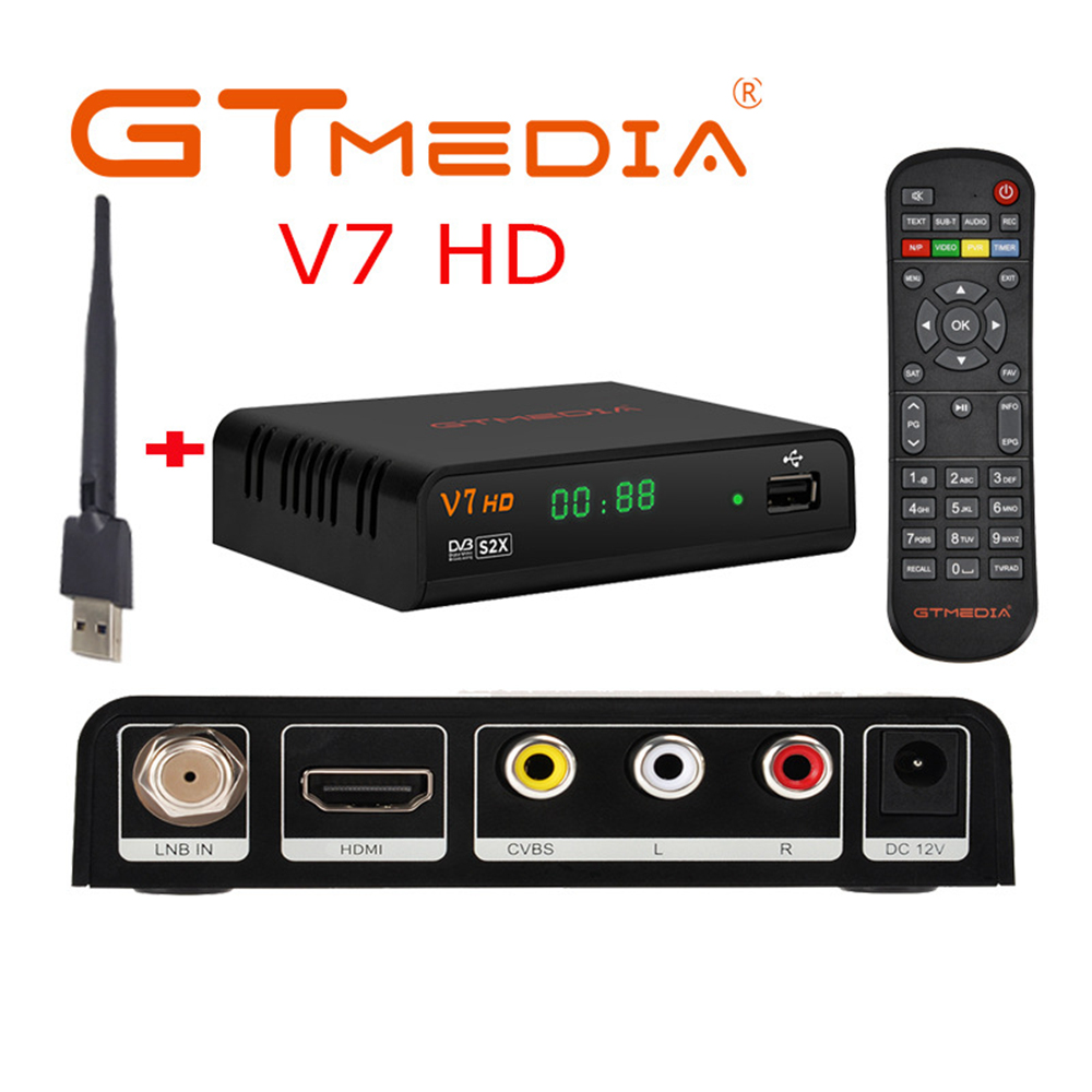 Gtmedia V7 HD freesat Satellite Receiver  DVB-S2 1080P DVB-S/S2/S2X FTA 1080P Gtmedia V7HD Digital Satellite decoder Receptor V7S2X Support PowerVu Biss Key USB WiFi
