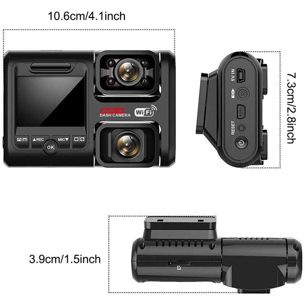 4K 2160P WIFI GPS Logger Dual Lens Car DVR Dash Camera Novatek 96663 Chip Sony IMX323 Sensor Night Vision Dual Camera Dash Cam Recorder Front and Cabin Both 1080P 4 IR G-Sensor Video