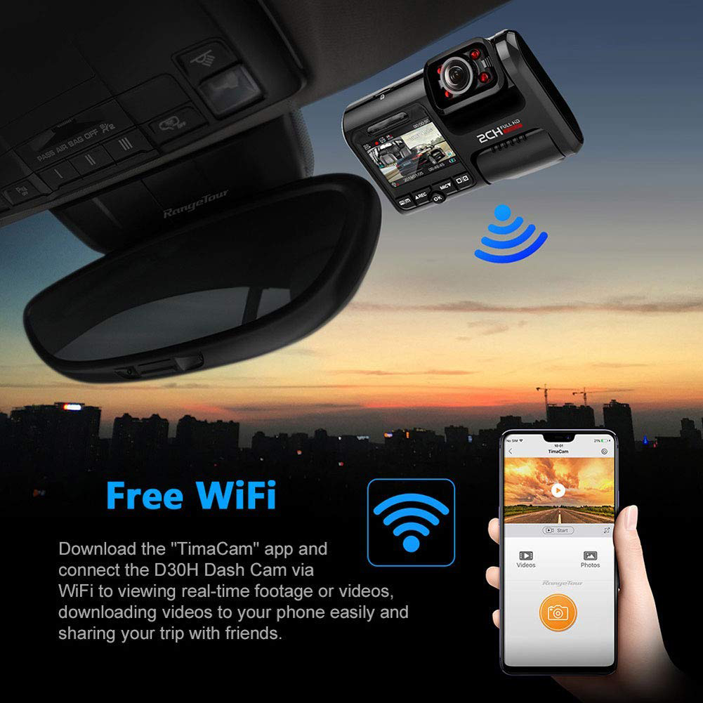 4K 2160P WIFI GPS Logger Dual Lens Car DVR Dash Camera Novatek 96663 Chip Sony IMX323 Sensor Night Vision Dual Camera Dash Cam Recorder Front and Cabin Both 1080P 4 IR G-Sensor Video