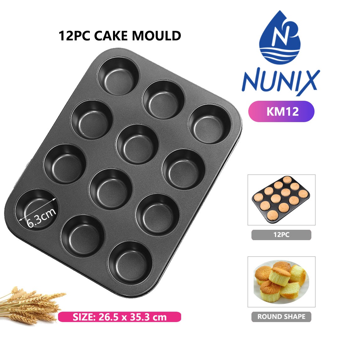 12 Holes Non Stick Cup Cake Cake Mould Baking Tin