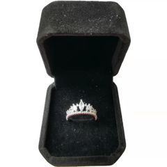 Classic Diamond Ring Jewelry Ladies Classical Wedding Engagement Ring Gift Silver adjustable queen with gift box