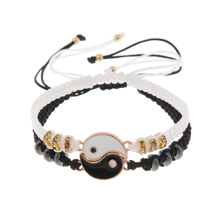 Hot selling new style stitching gossip ying yang couple bracelet hand woven tai chi bracelet ying yang jewellery Brand MM