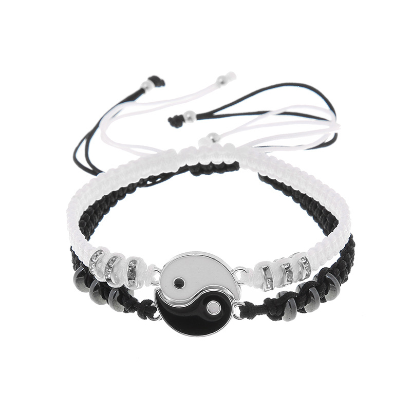 Hot selling new style stitching gossip ying yang couple bracelet hand woven tai chi bracelet ying yang jewellery Brand MM