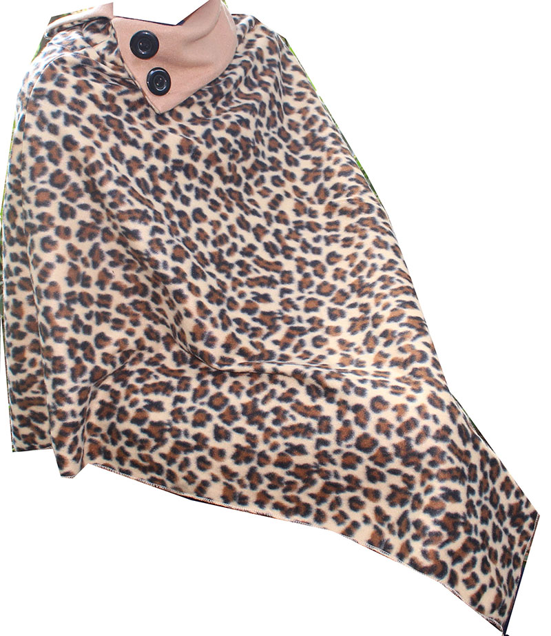 Woolen Cheetah Print Brown Poncho