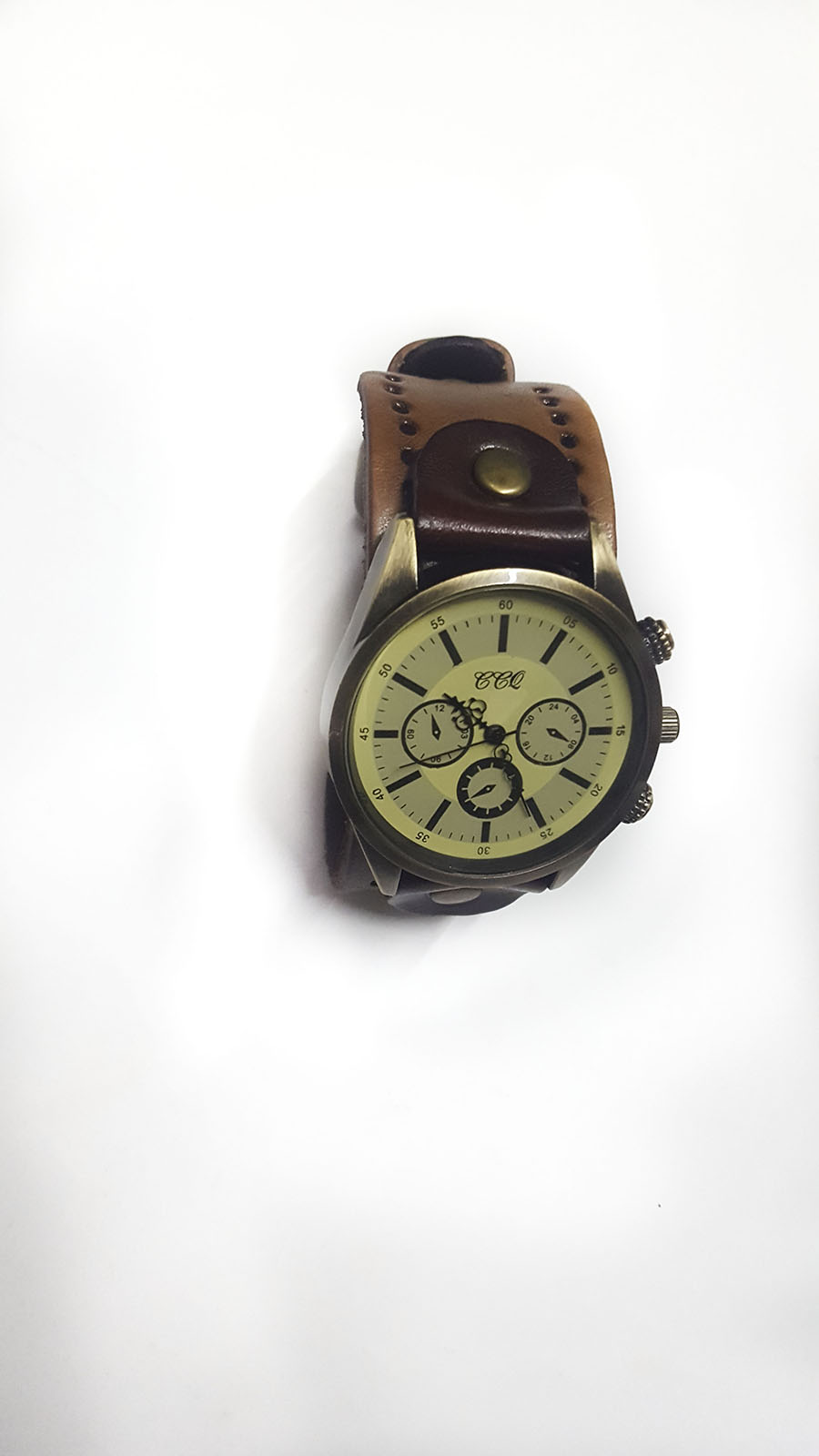 Mens Leather Band Brown Classic Dress Vintage Watch