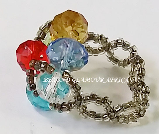 Ladies Multi color Crystal Woven Ring