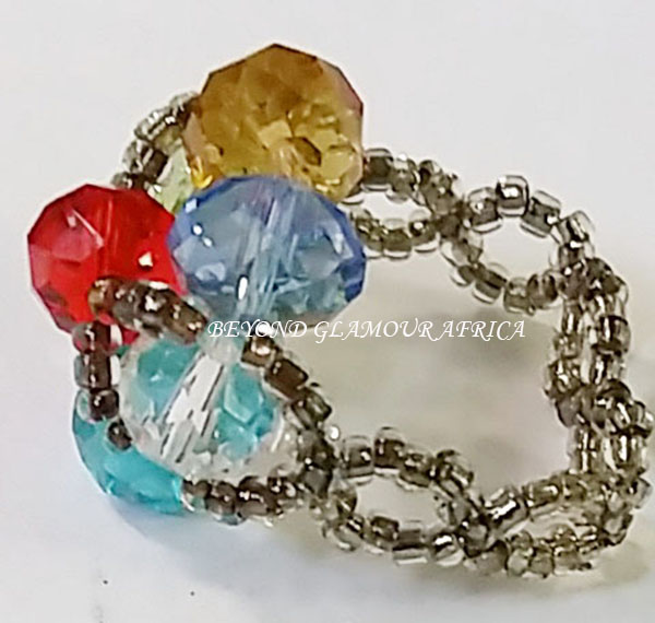 Ladies Multi color Crystal Woven Ring