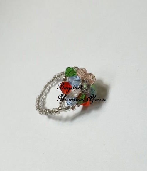 Ladies Multi color Crystal Woven Ring
