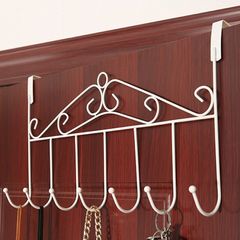 Perforated door rear hook shelf wall hanging nail-free door upper door back hanger hanging clothes storage rack coat hook White S