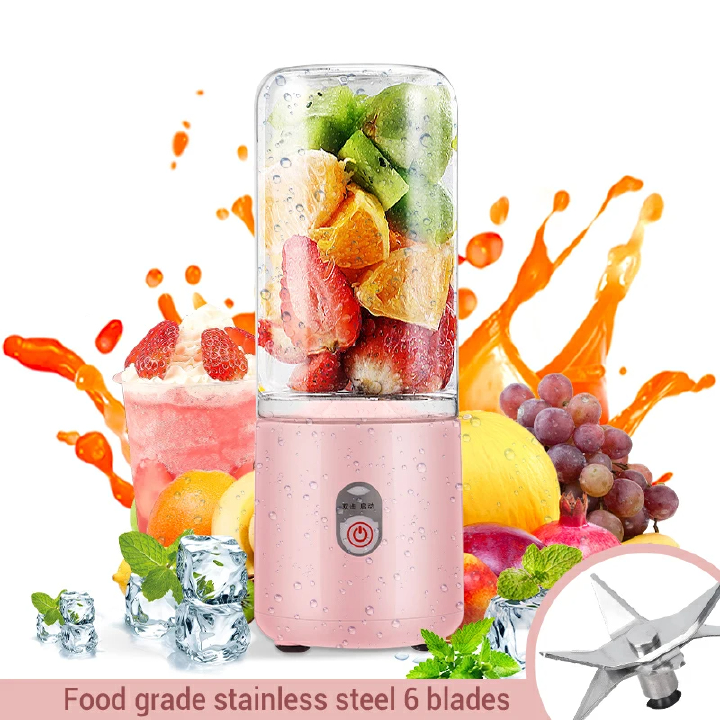 500ml Mini Portable Blender Bottle USB 6 Blades Fruit Fresh Juicer Smoothies Mixer Machine Crusher Food Processor for Kitchen