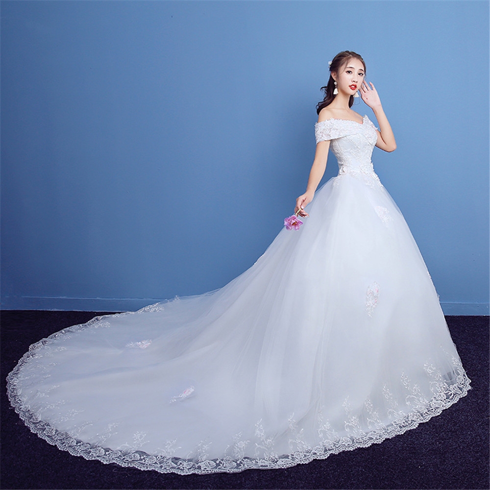 Xingyue Wedding Dresses Lace Appliques Ball Gown White Bridal Tail