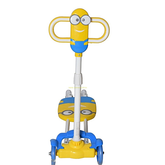 Portable,Foldable And Height Adjustable 4 Wheel Minion Scooter For Kids - Blue