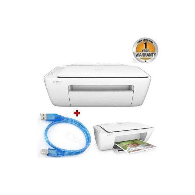 HP DeskJet 2620 Color Scan,Print,Copy, Wireless +USB Printer Cable - White
