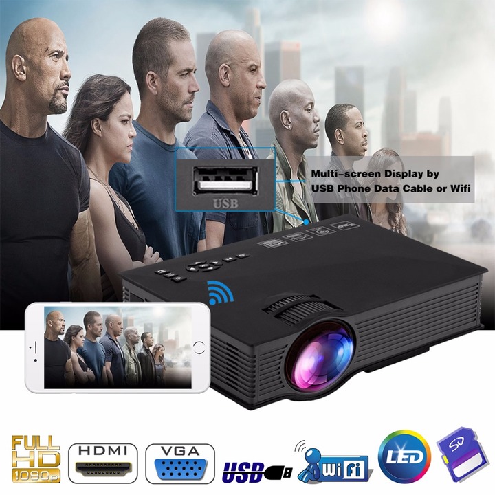 New product UC46 Portable Mini Projector Full HD 1080P WIFI 1200 ...