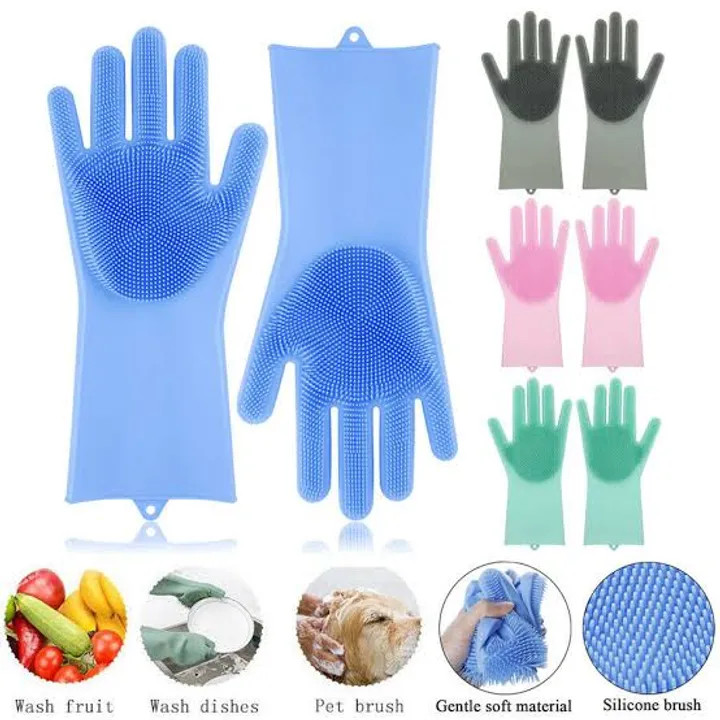 Silicone Dishwashing Gloves Bathroom Kitchen Cleaning